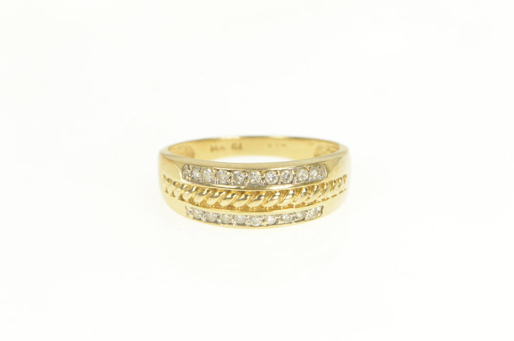 14K 0.25 Ctw Diamond Twist Design Wedding Band Ring Yellow Gold