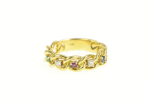 Load image into Gallery viewer, 18K 0.28 Ctw Ruby Sapphire Diamond Chain Band Ring Yellow Gold