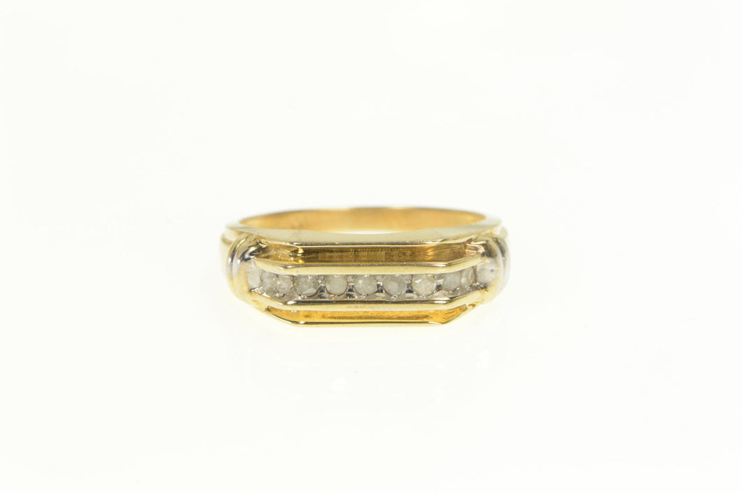 10K 0.20 Ctw Squared Diamond Men's Wedding Ring Yellow Gold