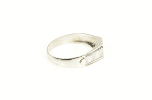 18K 1940's Syn. Sapphire Squared Men's Grooved Ring White Gold