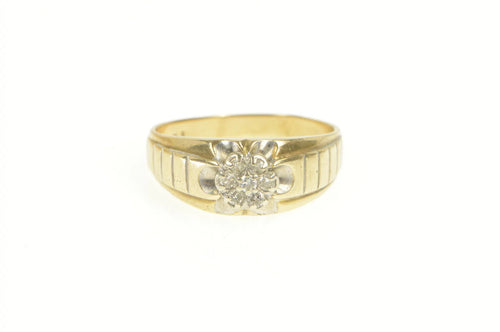 10K 0.21 Ctw Round Retro Diamond Cluster Men's Ring Yellow Gold