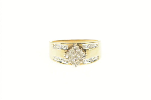 10K Squared Diamond Cluster Vintage Statement Ring Yellow Gold