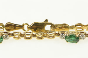 10K 1.30 Ctw Natural Emerald Diamond Tennis Bracelet Yellow Gold