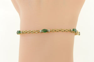 10K 1.30 Ctw Natural Emerald Diamond Tennis Bracelet Yellow Gold