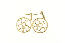 Load image into Gallery viewer, 14K Round Flower Filigree Diamond Cluster Dangle Earrings Yellow Gold