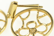 Load image into Gallery viewer, 14K Round Flower Filigree Diamond Cluster Dangle Earrings Yellow Gold