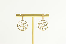 Load image into Gallery viewer, 14K Round Flower Filigree Diamond Cluster Dangle Earrings Yellow Gold