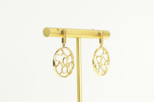 Load image into Gallery viewer, 14K Round Flower Filigree Diamond Cluster Dangle Earrings Yellow Gold