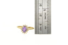 Load image into Gallery viewer, 14K Oval Amethyst Diamond Halo Classic Ring Yellow Gold