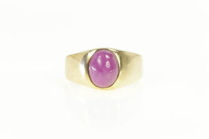 14K 4.00 Ct Lindy Star Ruby Cabochon Vintage Ring Yellow Gold