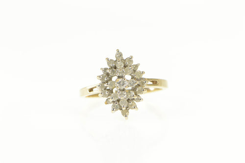 10K 0.50 Ctw Vintage Oval Diamond Cluster Ring Yellow Gold
