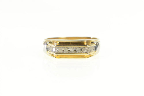 10K 0.20 Ctw Diamond Men's Vintage Wedding Ring Yellow Gold