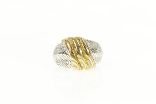 Sterling Silver Two Tone Layered Woven Designer Look Rope Ring
