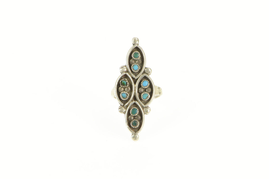 Sterling Silver Southwestern Turquoise Inset Artisanal Ring