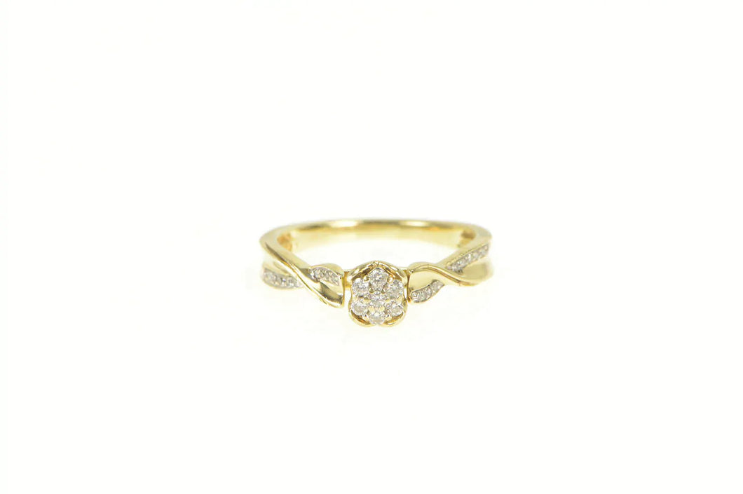 10K Round Diamond Cluster Promise Engagement Ring Yellow Gold