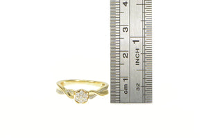 10K Round Diamond Cluster Promise Engagement Ring Yellow Gold