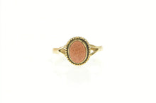 Load image into Gallery viewer, Gold Filled Oval Goldstone Rope Trim Halo Statement Ring