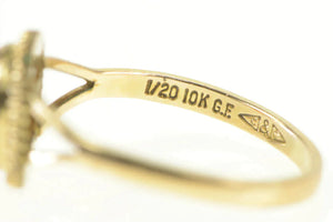 Gold Filled Oval Goldstone Rope Trim Halo Statement Ring