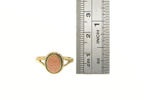 Gold Filled Oval Goldstone Rope Trim Halo Statement Ring