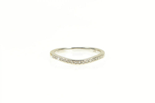 10K Diamond Classic Curved Wedding Band Ring White Gold