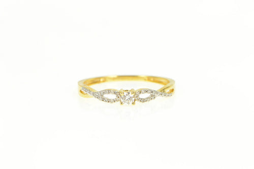 14K Diamond Twist Pattern Promise Engagement Ring Yellow Gold