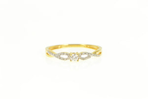 14K Diamond Twist Pattern Promise Engagement Ring Yellow Gold