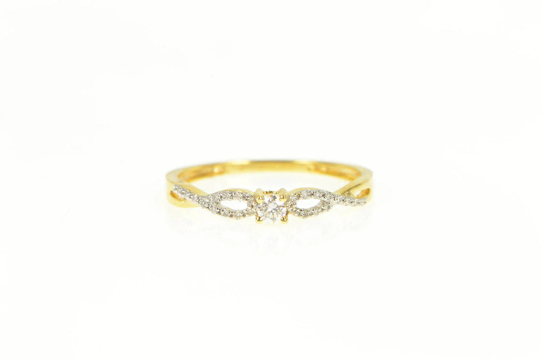 14K Diamond Twist Pattern Promise Engagement Ring Yellow Gold