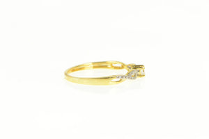 14K Diamond Twist Pattern Promise Engagement Ring Yellow Gold