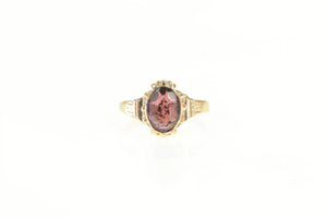 14K Victorian Oval Garnet Ornate Elaborate Ring Yellow Gold