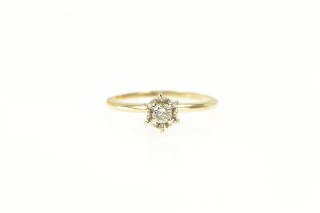 10K 1940's 0.15 Ct Diamond Solitaire Engagement Ring Yellow Gold