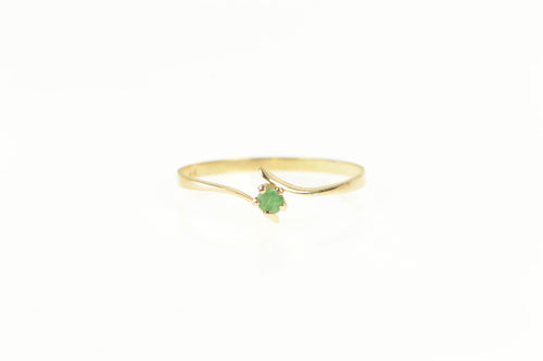 18K 1940's Natural Emerald Vintage Bypass Ring Yellow Gold