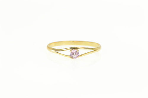 14K Round Pink Topaz Solitaire Classic Statement Ring Yellow Gold