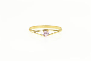 14K Round Pink Topaz Solitaire Classic Statement Ring Yellow Gold
