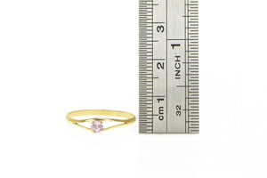 14K Round Pink Topaz Solitaire Classic Statement Ring Yellow Gold