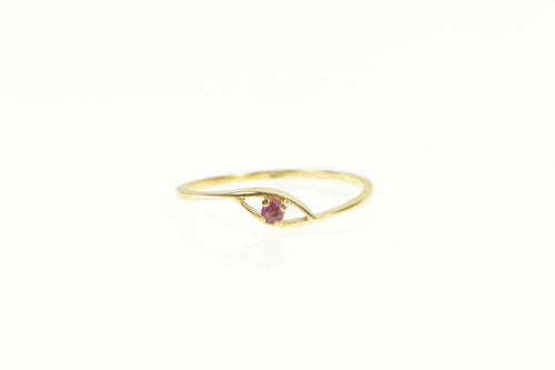 18K Garnet Evil Eye Nazar Protection Symbol Ring Yellow Gold
