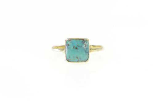 Sterling Silver Turquoise Square Southwestern Statement Ring
