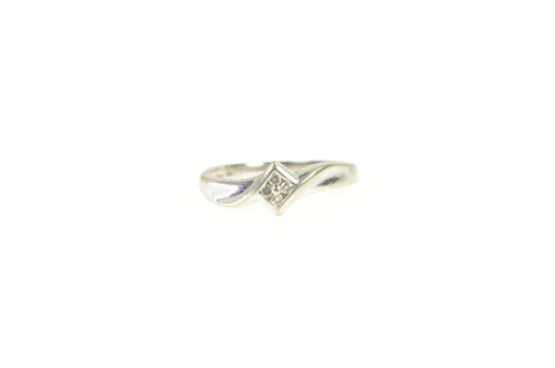 10K Diamond Solitaire Promise Bypass Promise Ring White Gold