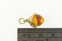 Load image into Gallery viewer, 14K Citrine Pear Tear Drop Blue Topaz Wavy Pendant Yellow Gold