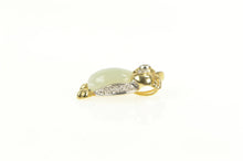 Load image into Gallery viewer, 14K Opal Diamond Eyed Jade Owl Wisdom Animal Pendant Yellow Gold