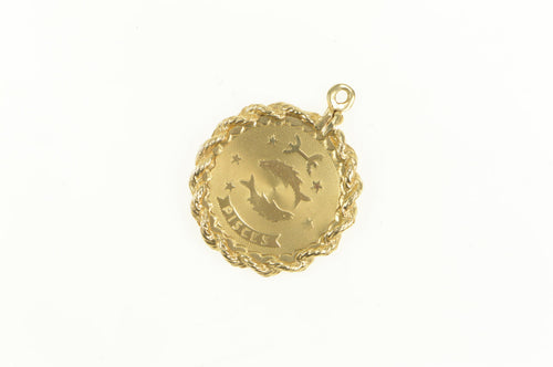 14K Pisces Astrology Zodiac Star Sign Symbol Charm/Pendant Yellow Gold