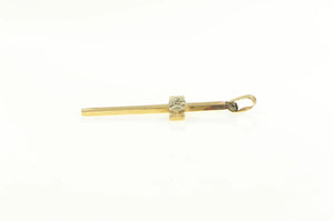 14K Art Deco Diamond Inset Vintage Cross Pendant Yellow Gold