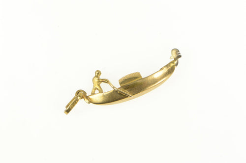 18K 3D Gondola Covered Fishing Boat Charm/Pendant Yellow Gold