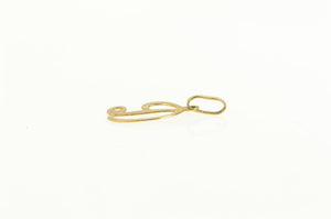 14K D Cursive Letter Initial Monogram Name Charm/Pendant Yellow Gold