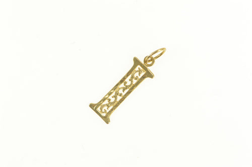 14K Filigree Letter I Initial Monogram Name Charm/Pendant Yellow Gold