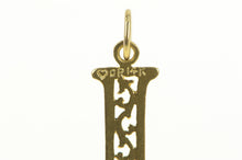 Load image into Gallery viewer, 14K Filigree Letter I Initial Monogram Name Charm/Pendant Yellow Gold