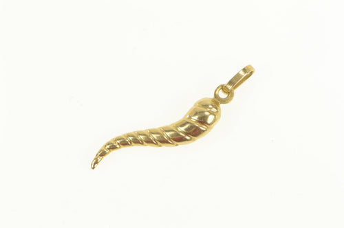 14K Twist Design Italian Horn Protection Symbol Charm/Pendant Yellow Gold