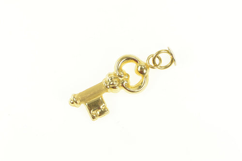 18K 3D Puffy Skeleton Key Trust Symbol Pendant Yellow Gold