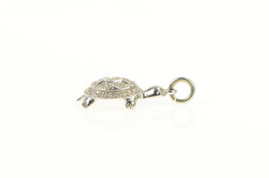 14K Pave Diamond Inset Turtle Tortoise Charm/Pendant White Gold