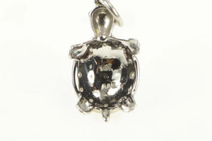 14K Pave Diamond Inset Turtle Tortoise Charm/Pendant White Gold