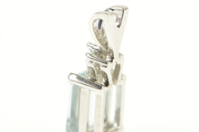 Load image into Gallery viewer, 10K Emerald Cut Aquamarine Diamond Accent Pendant White Gold